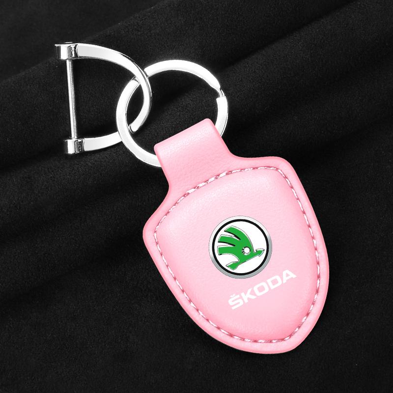 MBLH7 Multiple colors Luxury Car KeyChain Genuine Leather Key Ring Accessories for Skoda octavia fabia rapid yeti superb octavia a5 a7