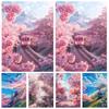 5D Diamantmalerei Fantasy Sakura Zug Voll Diamant Mosaik Landschaft Kreuzstich Sets Heimdekor