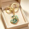 Vintage Jade Orchid Spirit Snake Light Luxury Keychain Pendant Elegant Snake Pendant Necklace For Girlfriend Jewelry Gift