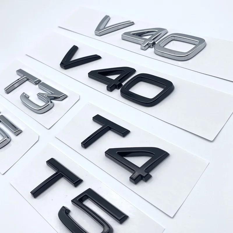 Lesklá černá nálepka s logem a názvem pro Volvo V40 T3 T4 T5 Zadní nálepka na auto Písmena a čísla na kufr auta Znak