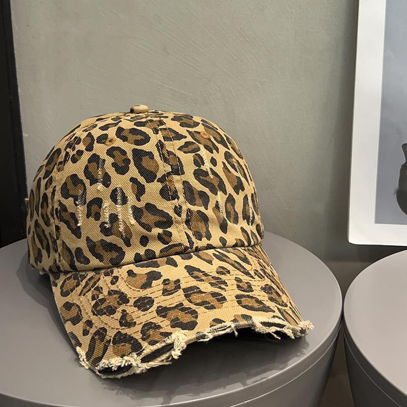 Retro Leopard Print Baseball Cap, American Men's and Women's Sun Protection Color Blocked Duck Tongue Hat, Adjustable Style
