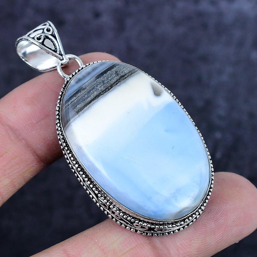 Natural Owhyee Opal Gemstone Handmade 925 Sterling Silver Pendant 2.32" ETC-14206