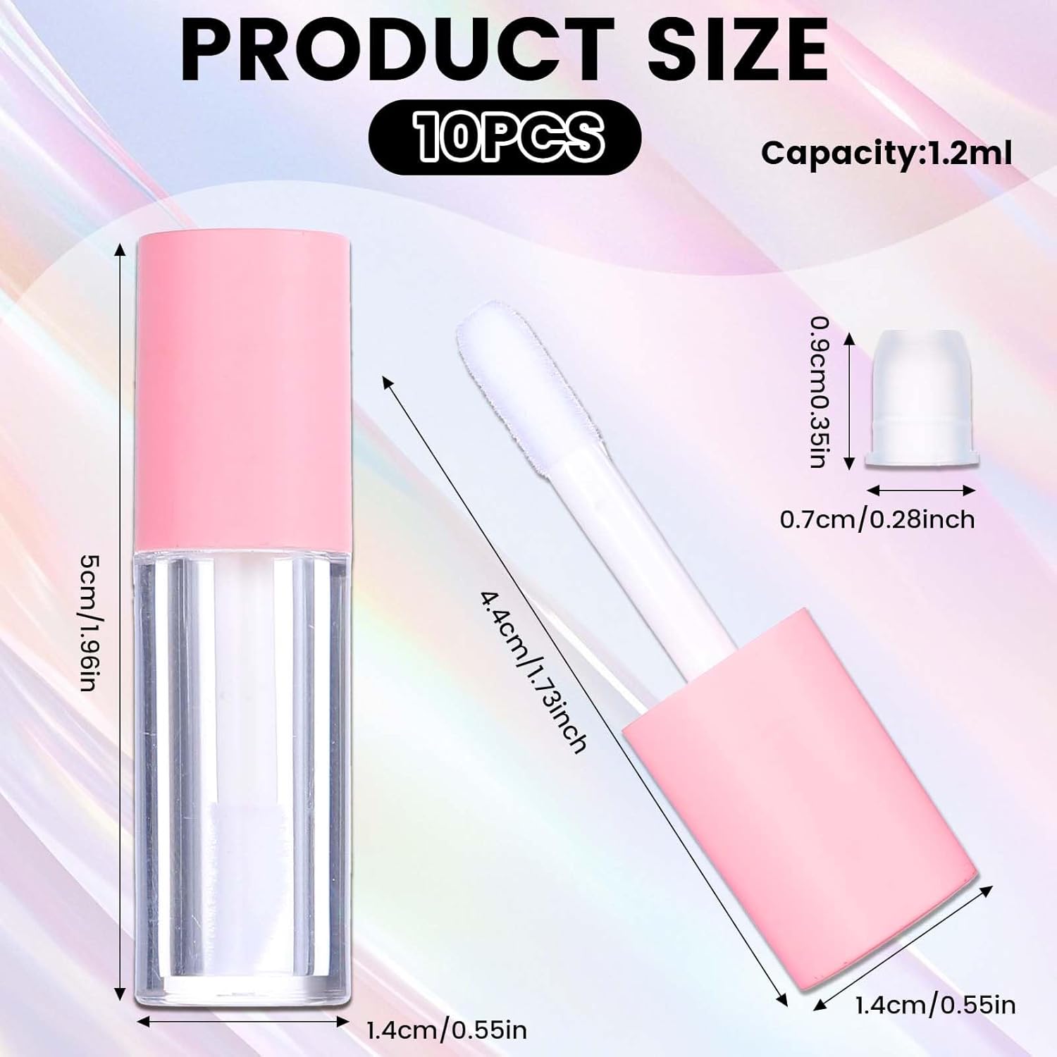 Molain10 Pack Empty Lip Gloss Tubes Containers, 1.2ml Mini Refillable Cosmetic Containers Bottles Lip Balm Bottles for Lipstick Samples, Lip