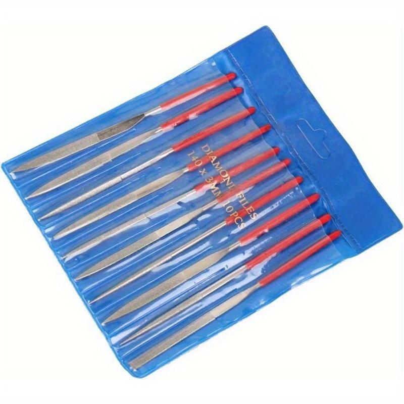 10 stk diamant nålfilsett 3x140 mm mini nålfilsett for steinglass metallutskjæring håndverk håndverktøy nålfilsett