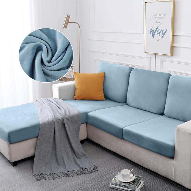Husă de pernă pentru canapea din catifea, elastică îngroșată pentru camera de zi, husă extensibilă, lavabilă, detașabilă, culoare solidă, husă pentru canapea de pluș
