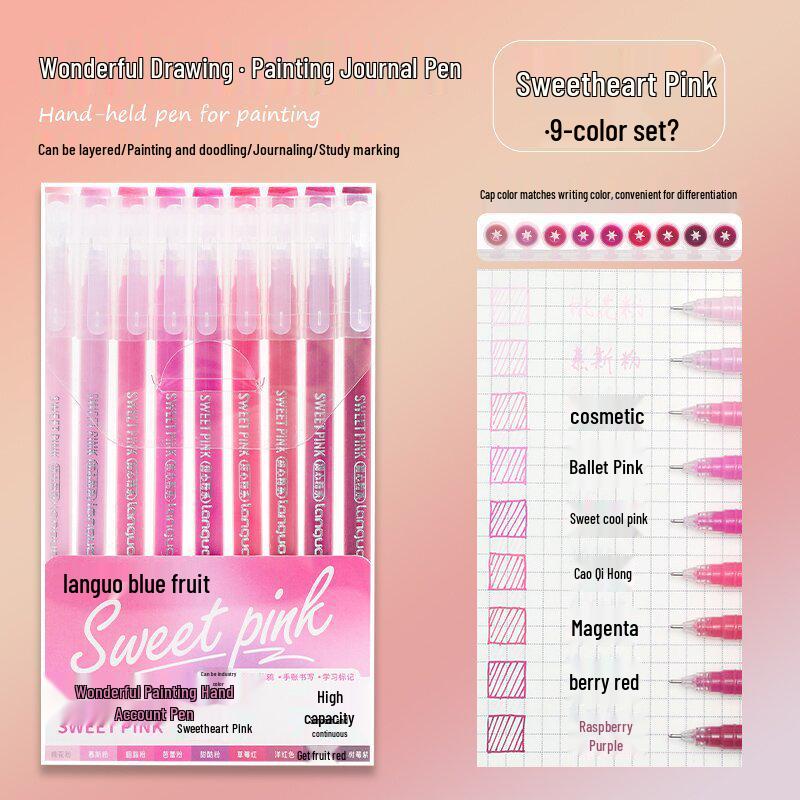 Morandi Color Large Capacity Blue Fruit Journal Pen - Colored Neutral Pen for Note-Taking and Highlighting