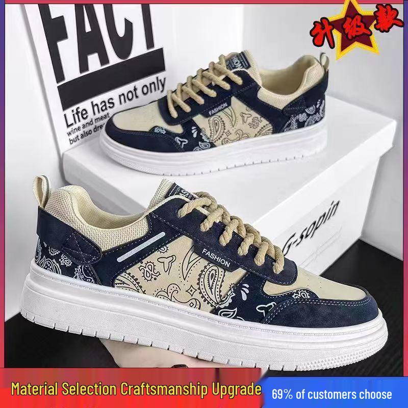 2024 Versatile Men's Black & White Soft Sole Skate Shoes - Breathable, Trendy Korean Style for Casual Wear, Hot Selling Among Students.