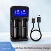 Zwei-Schlitz-LCD-Ladegerät für AA/AAA/18650 NiMH/Li-Ionen-Akkus, Automatischer Stopp bei vollständiger Ladung