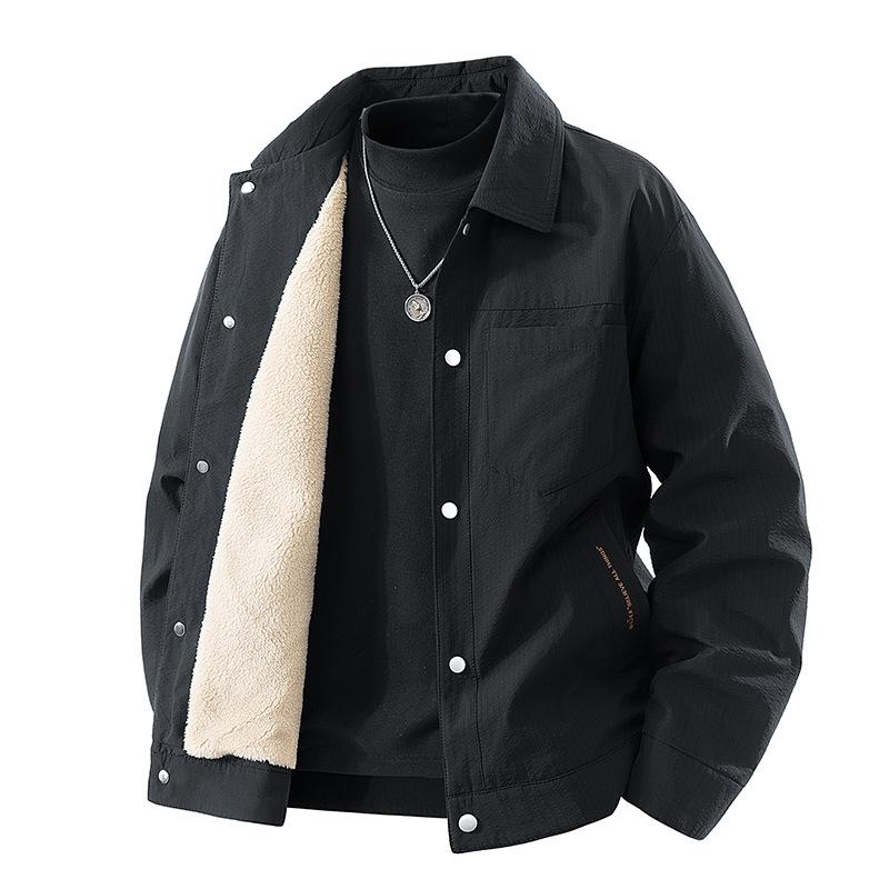 Men's Thick-Lined Flannel Jacket with Textured Casual Fit