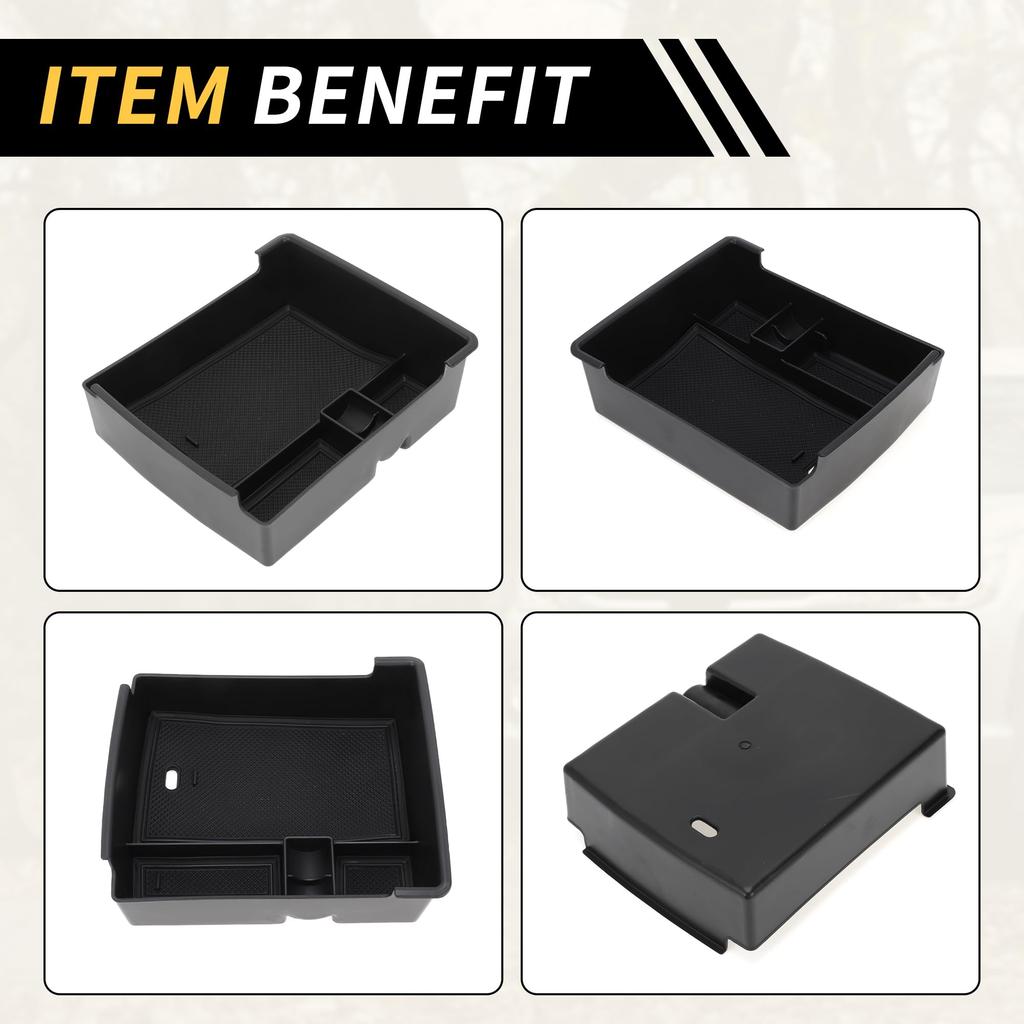 REPAIROCK Center Console Organizer Tray Armrest Storage Box Insert Tray Plastic Black for Ford Maverick 2022 2023 2024