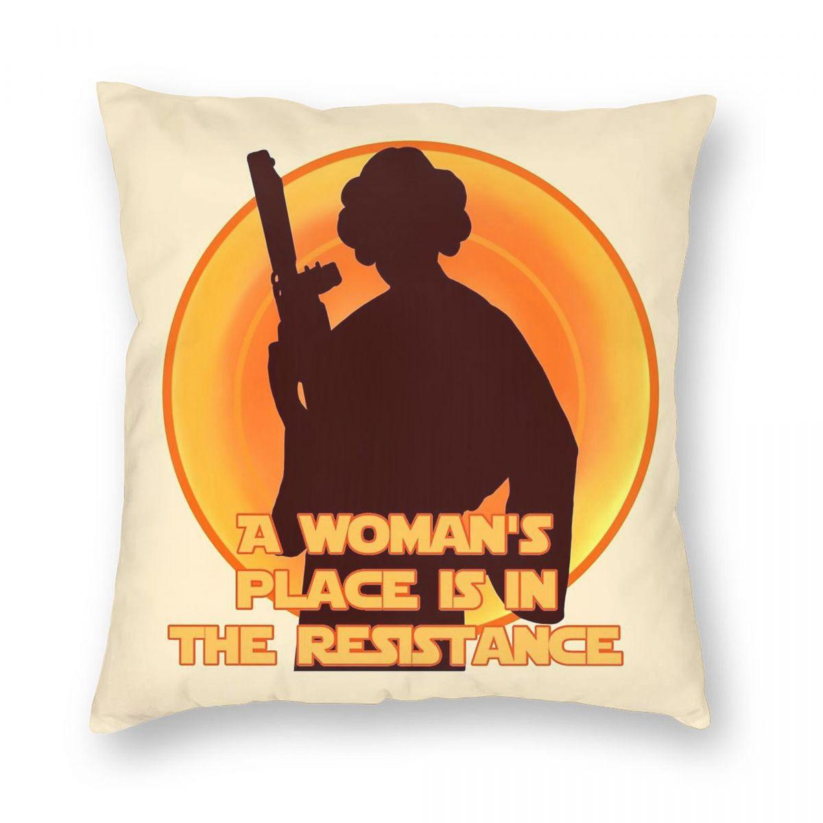 A Womans Place Is In The Resistance Pillowcase Polyester Linen Velvet Pattern Decor Throw Pillow Case Home Cushion Cover x 30x30cm