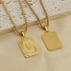 Unisex 18K Titanium Steel A-Z Letter Pendant Necklace with Square Pearl Chain