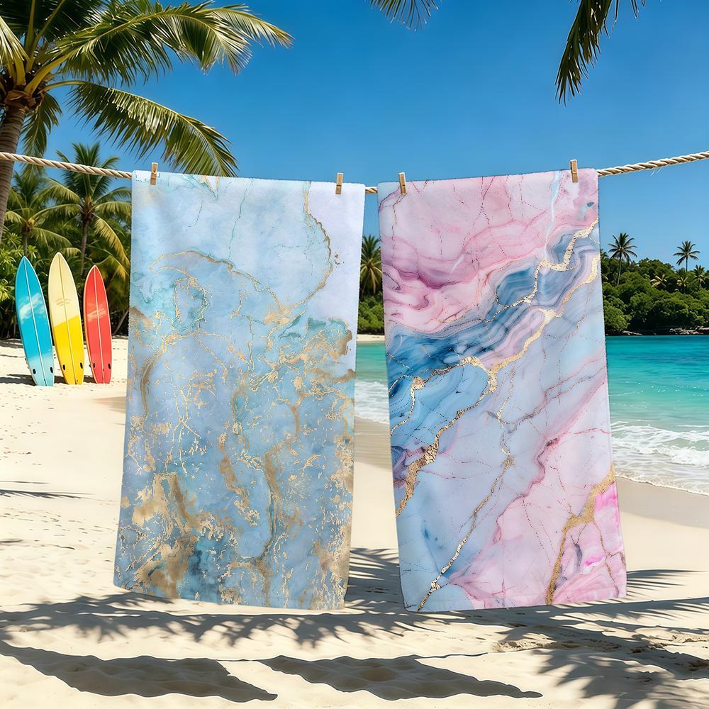 Marble Pattern Towel For Outdoor Camping Beach Towel Super Absorbent Quick-Drying Summer Towel
