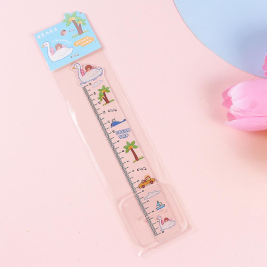 Plastic Carton Ruler Straight Ruler Math Rulers Measuring Acrylic Tool School Student Present 4 Pieces 15cm