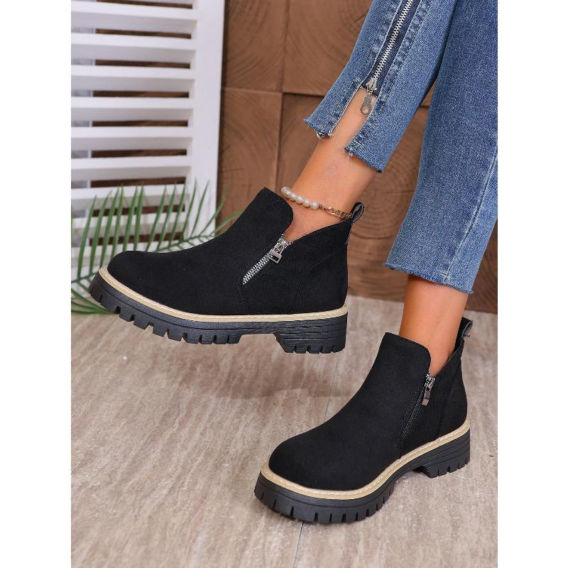 Women's Plus Size Side Zipper High Top Ankle Boots New Autumn Winter Fashion Casual Shoes