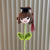 Cartoon Handmade Doctoral Hat Doll DIY Woven Crocheted Doll 34cm Simulated Flower Graduation Season