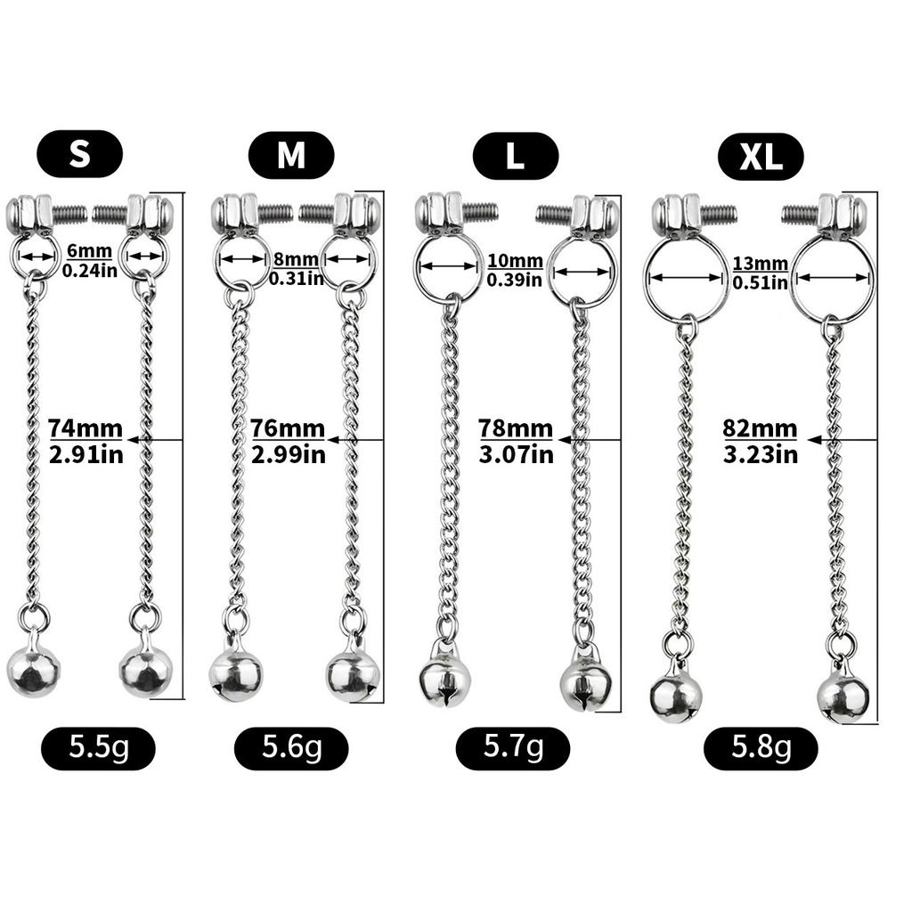 Stainless Steel Nipple Clamps with Bell Sex Toy Gay Slave BDSM