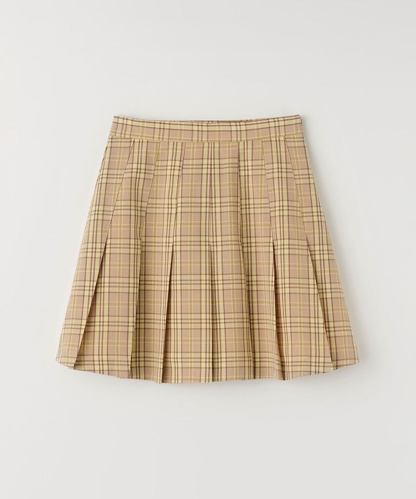 Selliteiljeu Check Pleated Mini Skirt_Yellow