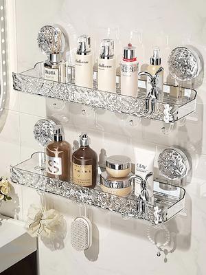 Bathroom Storage Rack Transparent Light Luxury Wall Mounted Non Perforated Strong Suction Cup Bathroom Storage Rack
