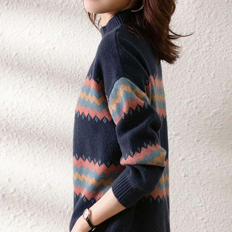 Pullover für Damen Herbst Winter Verdickt Warm Gestrickt Dehnbar Langarm Rollkragen Tops