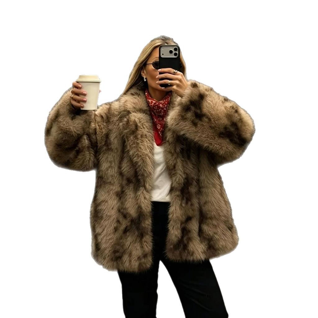 Winter clothing new temperament medium and long imitation fox fur fashion loose and thin thickened fur coat coat women