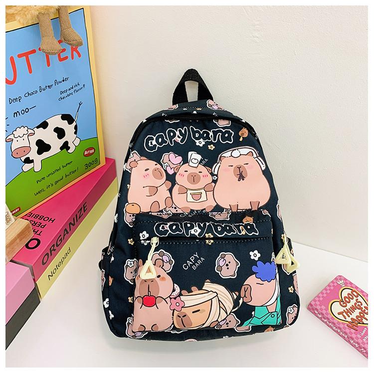 Stylish Capybara Cartoon School Bag For Kids With Comfortable Padded Straps