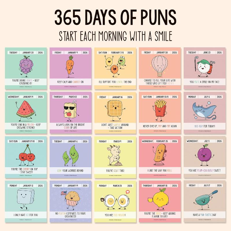 2026 Punny Motivational Desk Calendar Funny Pun Flip Calendar Daily Day To Day Calendar зелёный