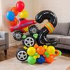 Monster Trucks Theme Yellow Blue Latex Balloons 40Inch Racing Digital Car Wheel Coil Balloons Monster Truck Birthday Decorations