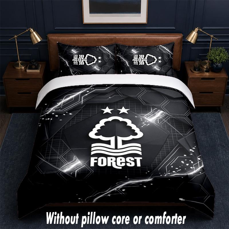 Nottingham Forest Fußball Design Bett Bettwäsche Set 1 Bettbezug + 2 Kissenbezüge Weich Atmungsaktiv Haushalt Bettwäsche