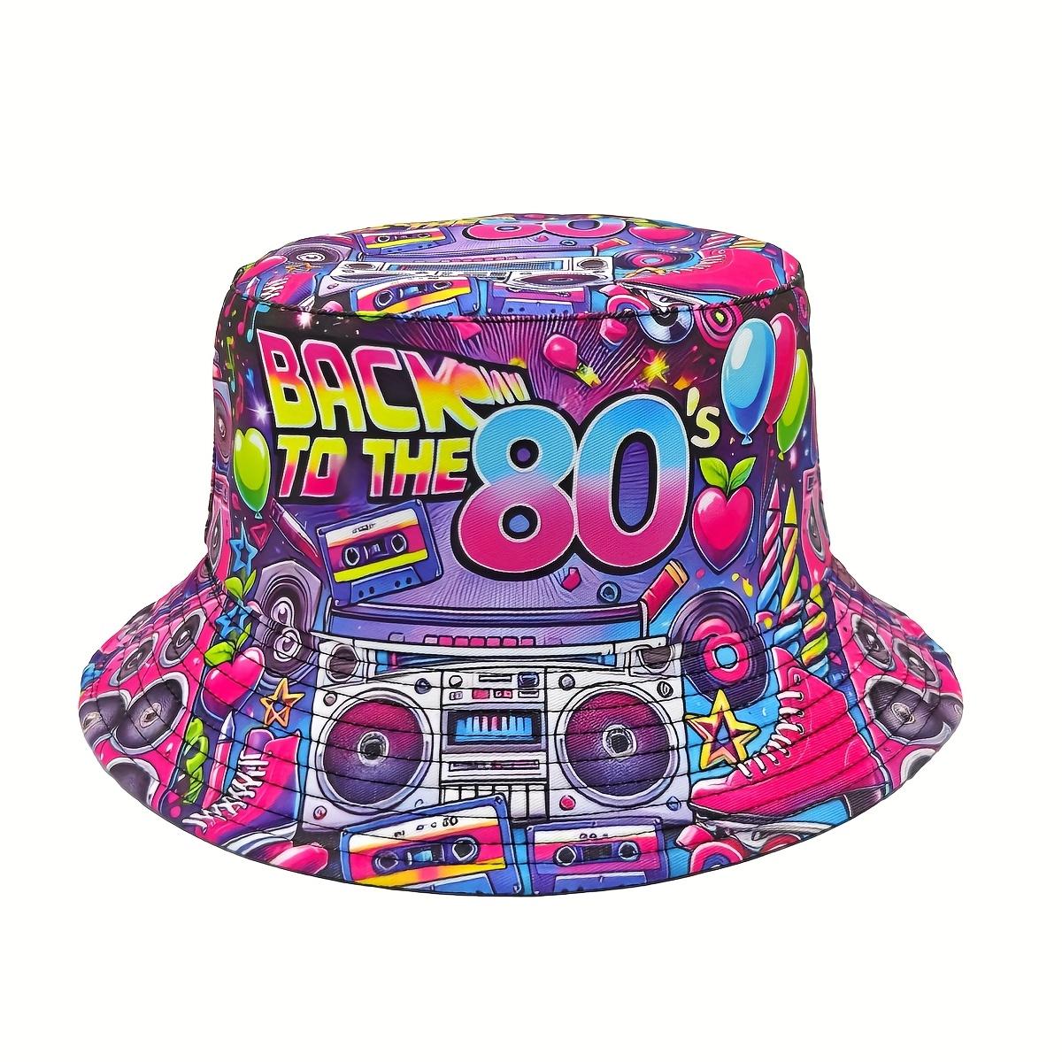 1pc of 80s Graffiti Nostalgia Party Bucket Hat, Unisex Outdoor Casual Lightweight Reversible Bucket Hat
