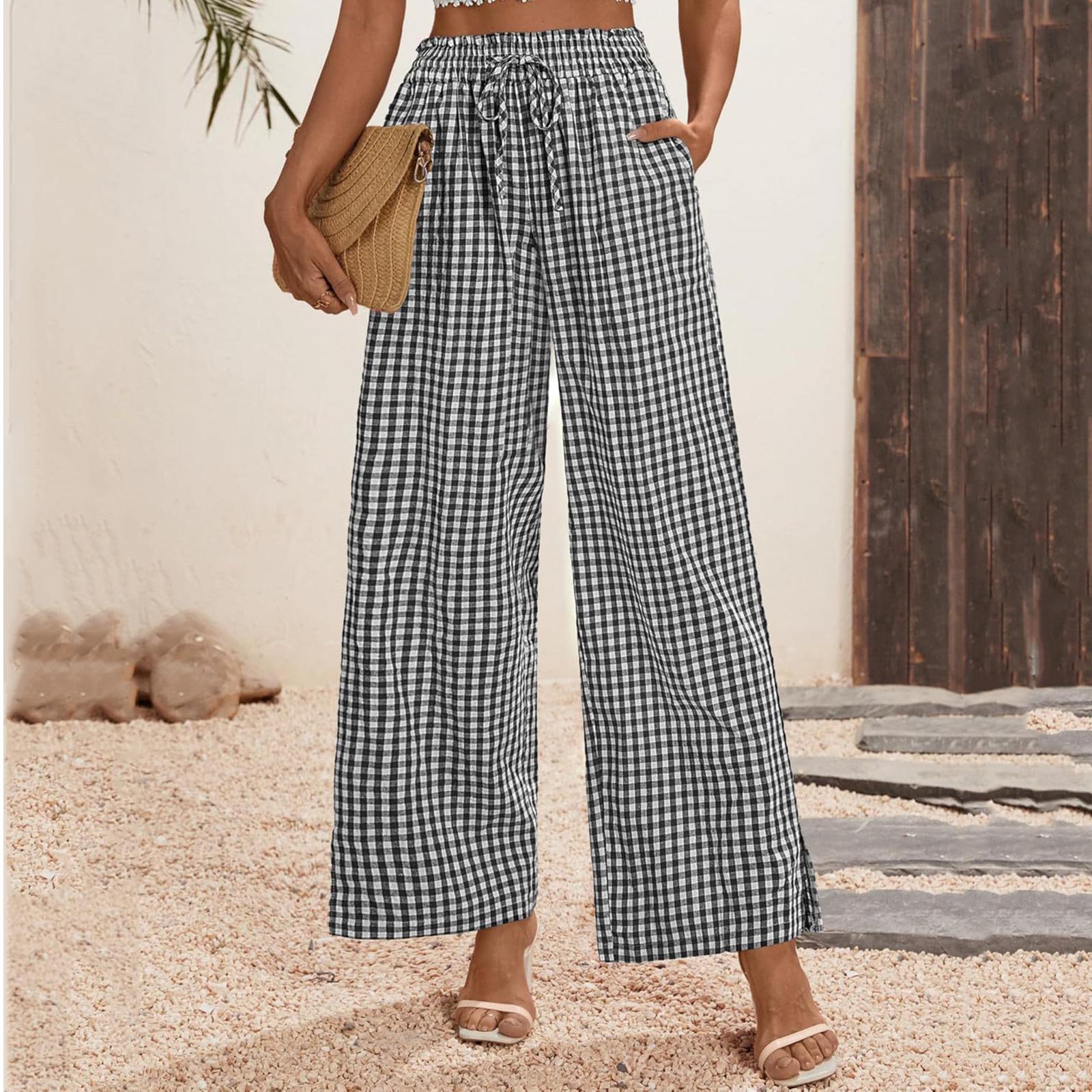 Women s Fashionable Casual High-waisted Drawstring Pants L