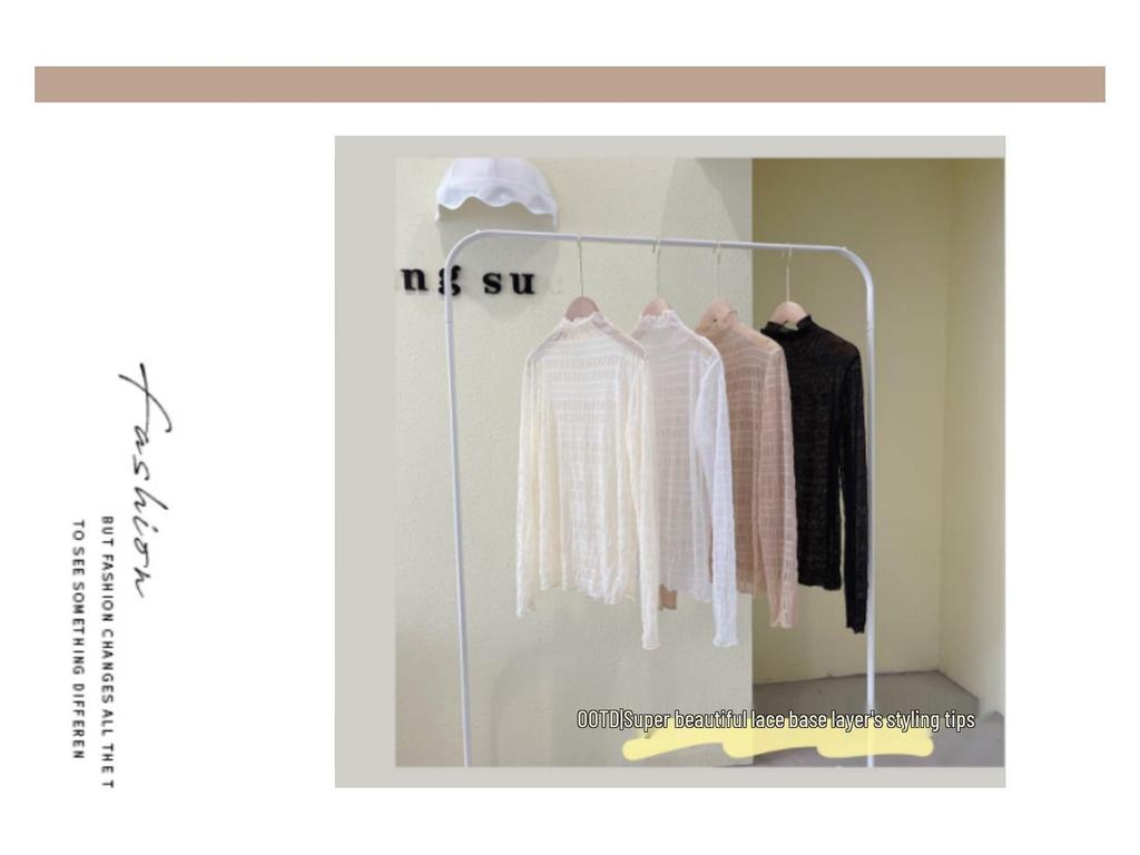 Elegant Lace Base Chiffon Shirt - Women's Autumn High-End Solid Color Top with Semi-High Collar Design