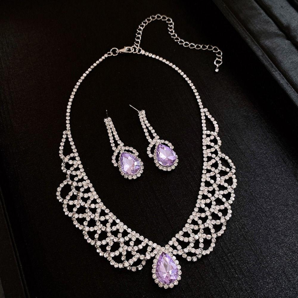 Ensemble collier boucles d'oreilles en cristal Ensemble collier en cristal brillant Ensemble bijoux strass Femme