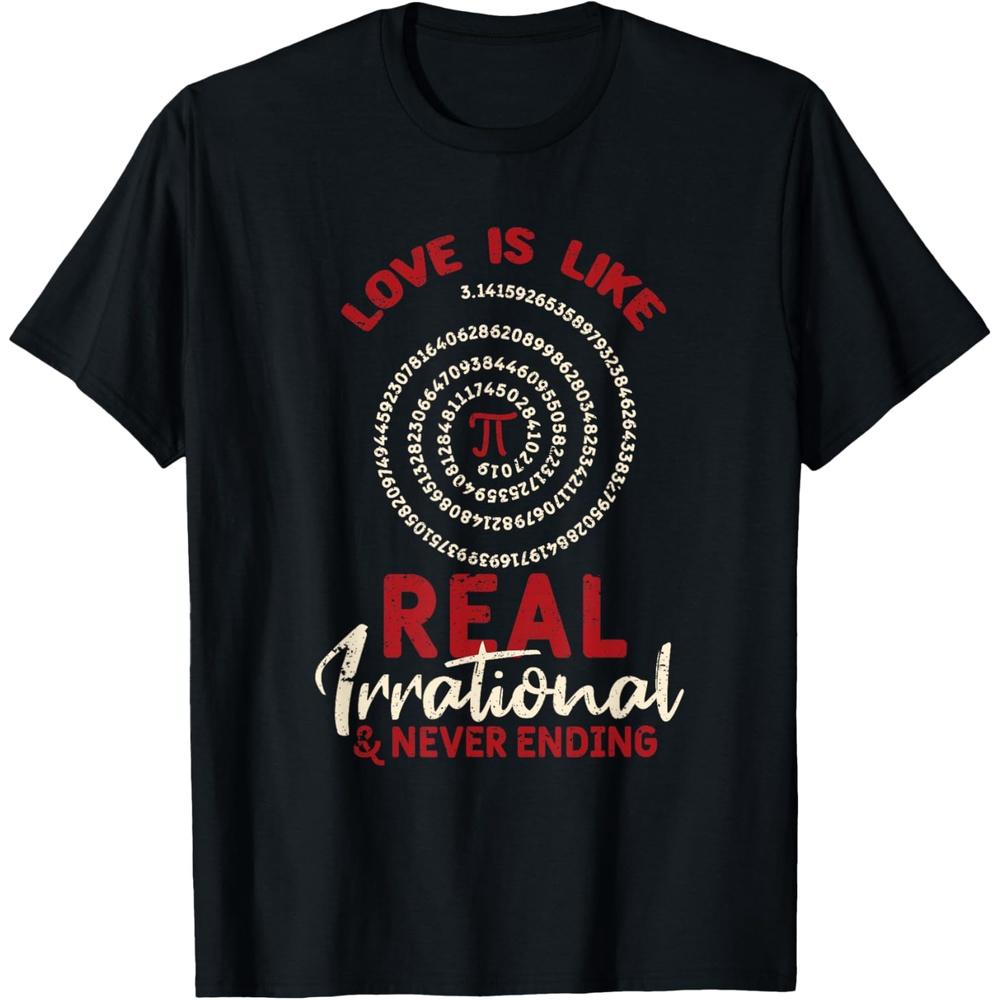 Love Is Like Pi Day Real Irrational Maths Sweet Valentines Cotton Men T Shirt M чёрный