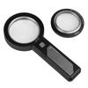 Handheld Magnifying Double Illuminated Magnifier with 6 LED Lights and 2 UV Reading Magnifier for Insect and Plant Banknote Jewelry Precision Portable