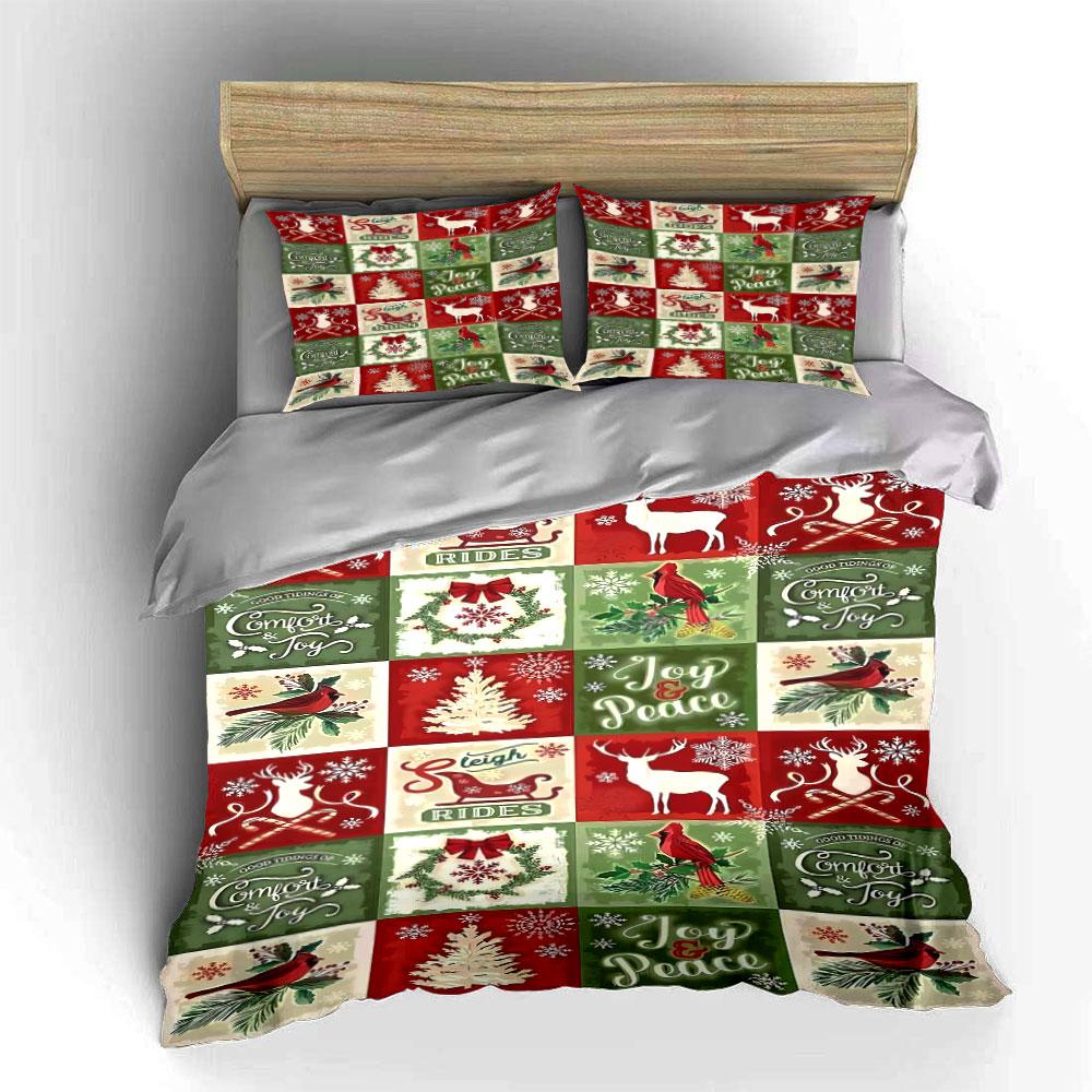 Christmas-themed Motifs Including Reindeer. Bedding Sets Duvet Cover Sets Duvet Covers Pillowcases(1* Duvet Cover 2* Pillowcases Without Duvet Insert)