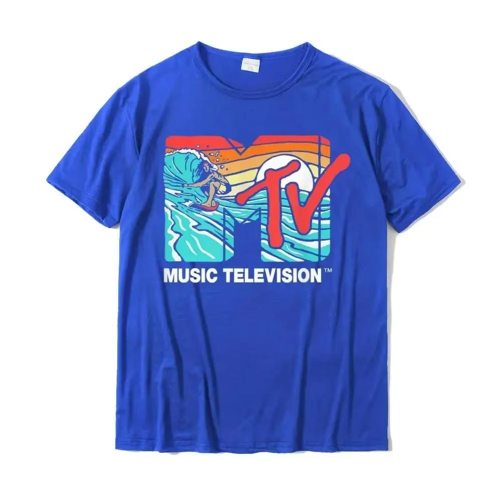 Mademark X MTV - MTV Catch A Wave MTV Surfer Logo Retro Graphic T-Shirt On Sale Men T Shirt Group T Shirt Cotton Casual