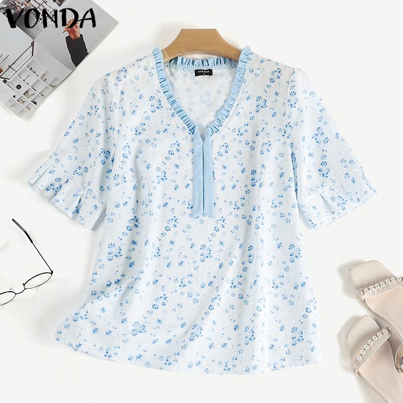 

Летние женские повседневные свободные топы с цветочным принтом VONDA