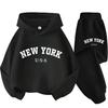 Kinder Hoodie Set Herbst Winter New York USA Buchstaben Grafik Sweatshirt Hosenanzug Baby Junge Mädchen Kind Sport Zweiteilig Trainingsanzug
