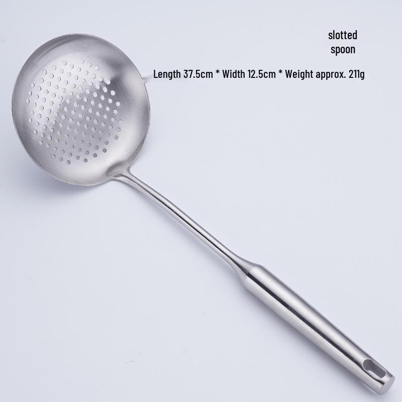 304 Stainless Steel Kitchen Utensil Set: Hollow Handle Spatula, Slotted Spoon, Frying Pan Spatula, Flour Sieve, Soup Spoon, Rice Spoon.