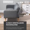 Sleeper Sofa, 2-Seater Fabric Sofa, Sofa with Sleep Function, Linen-Like Polyester, Rubberwood, 173 x 75 x 73 cm, Grey