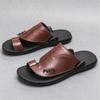 Neue Herren Dermis Strandschuhe Sommersandalen über Zehen Übergröße Herren Echtleder Flip-Flops Herren Sandalen D598