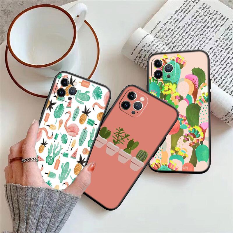 IK74 Watercolour Cacti Phone Case for Samsung Galaxy A11 A12 A13 A15 A52S A53 A55 A56 A70 A71 A72 A73 F06 F16 F56 S10 Plus S10e