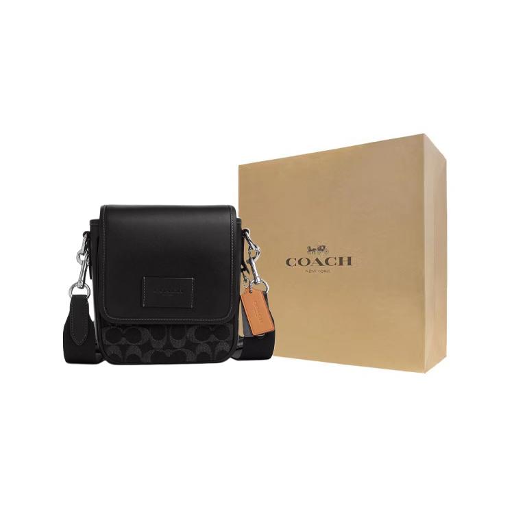 COACH Denim With Smooth Calfskin Shoulder Bag, Crossbody Bag Mini Unisex Silver & Black CO916-SVBK