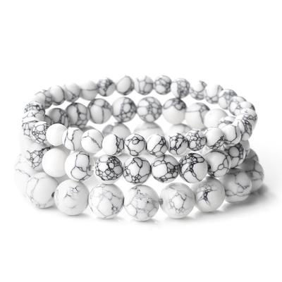 Charme Natürlicher Stein Armband 6/8/10mm Weiße Howlith Perlen Armbänder Für Frauen Männer Energie Schmuck Dehnbares Armband Armband