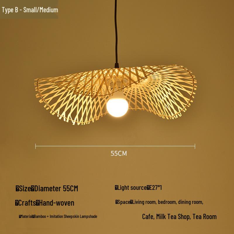 Bamboo Rattan Pendant Lamp: New Chinese & Japanese Style Zen Lighting for Tea Room & Dining, Antique Lantern Design.