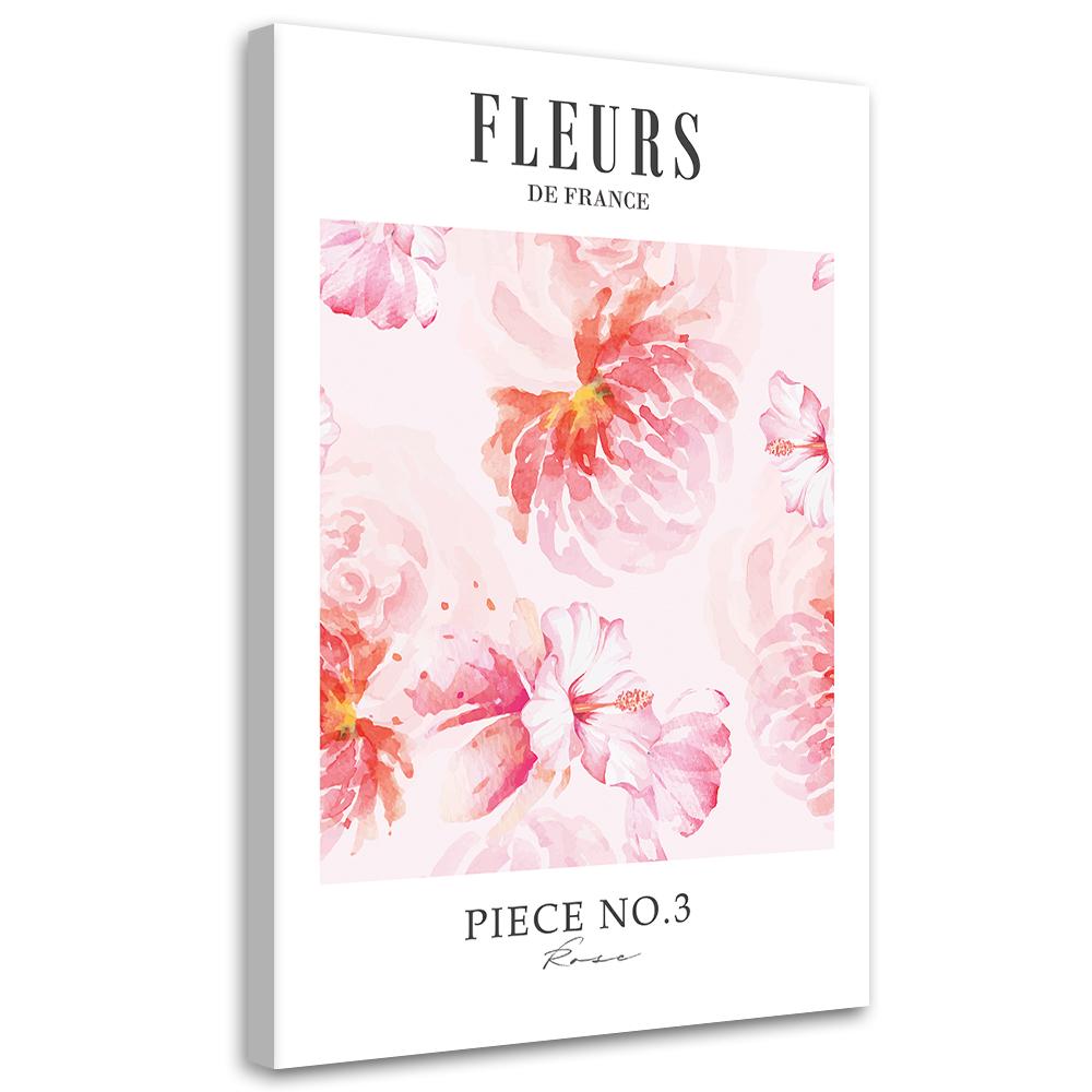Impressão em tela, Flores na França 40x60 cor-de-rosa