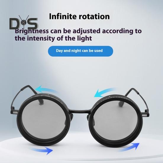 1-9 Gears Adjustable Tint Sunglasses for Men UV400 Round Polarized Glasses with ND Filter Lenses for Beach Shady Fishing Driving