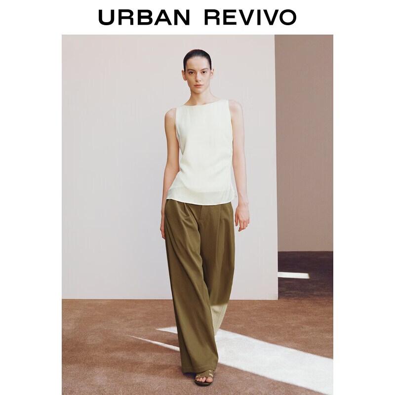 UR2026 Women s Retro Pleated Wide-Leg Pants XS