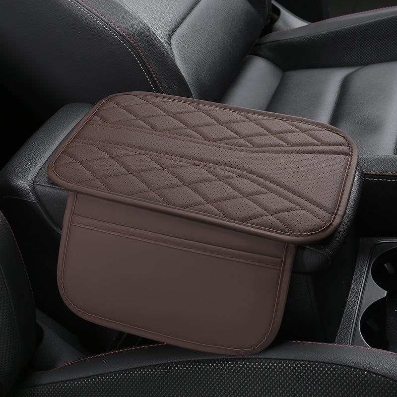 Nappa Leather Car Armrest Pad - Non-Slip, Wear-Resistant with Storage Bag